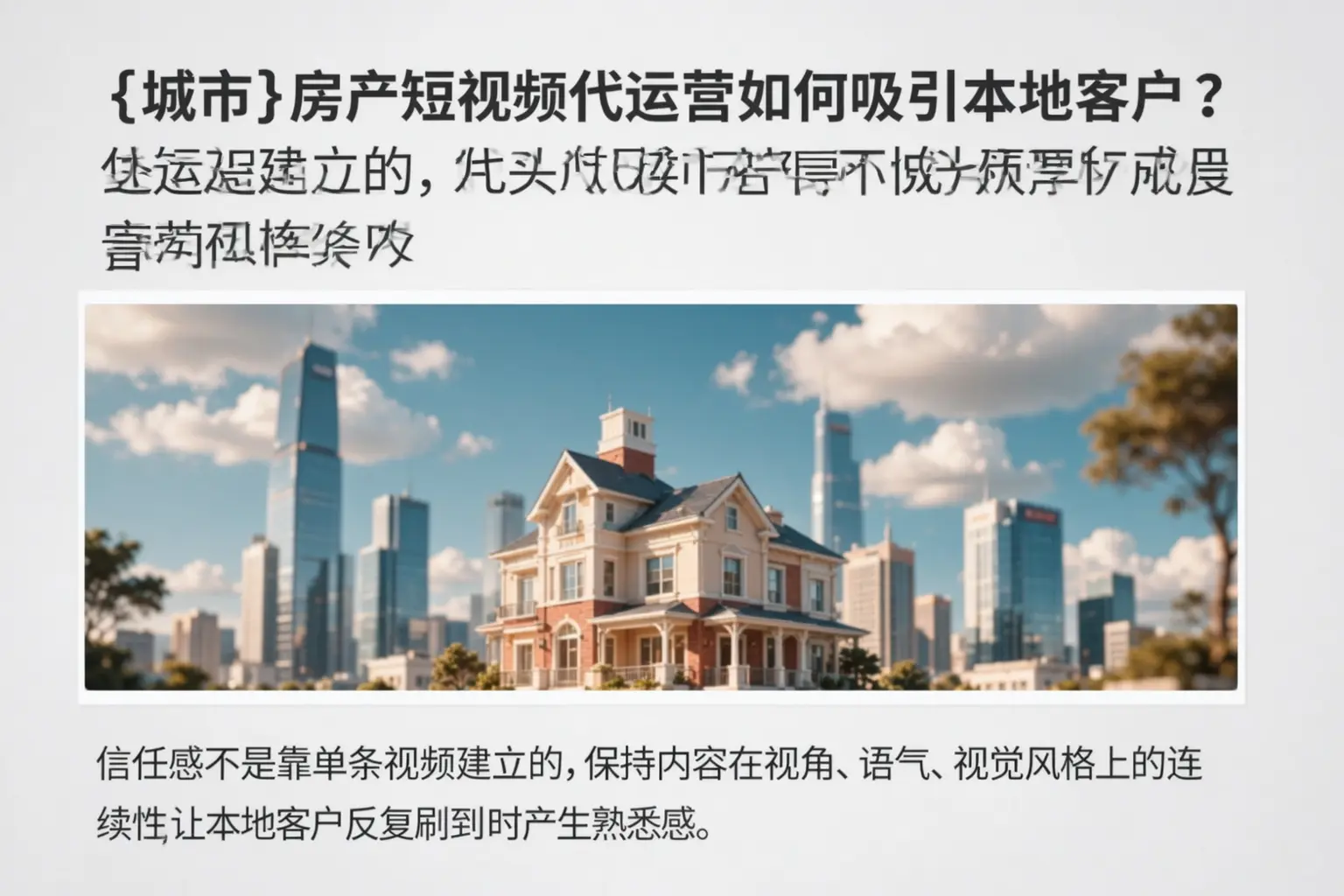 铁岭房产短视频代运营如何吸引本地客户?