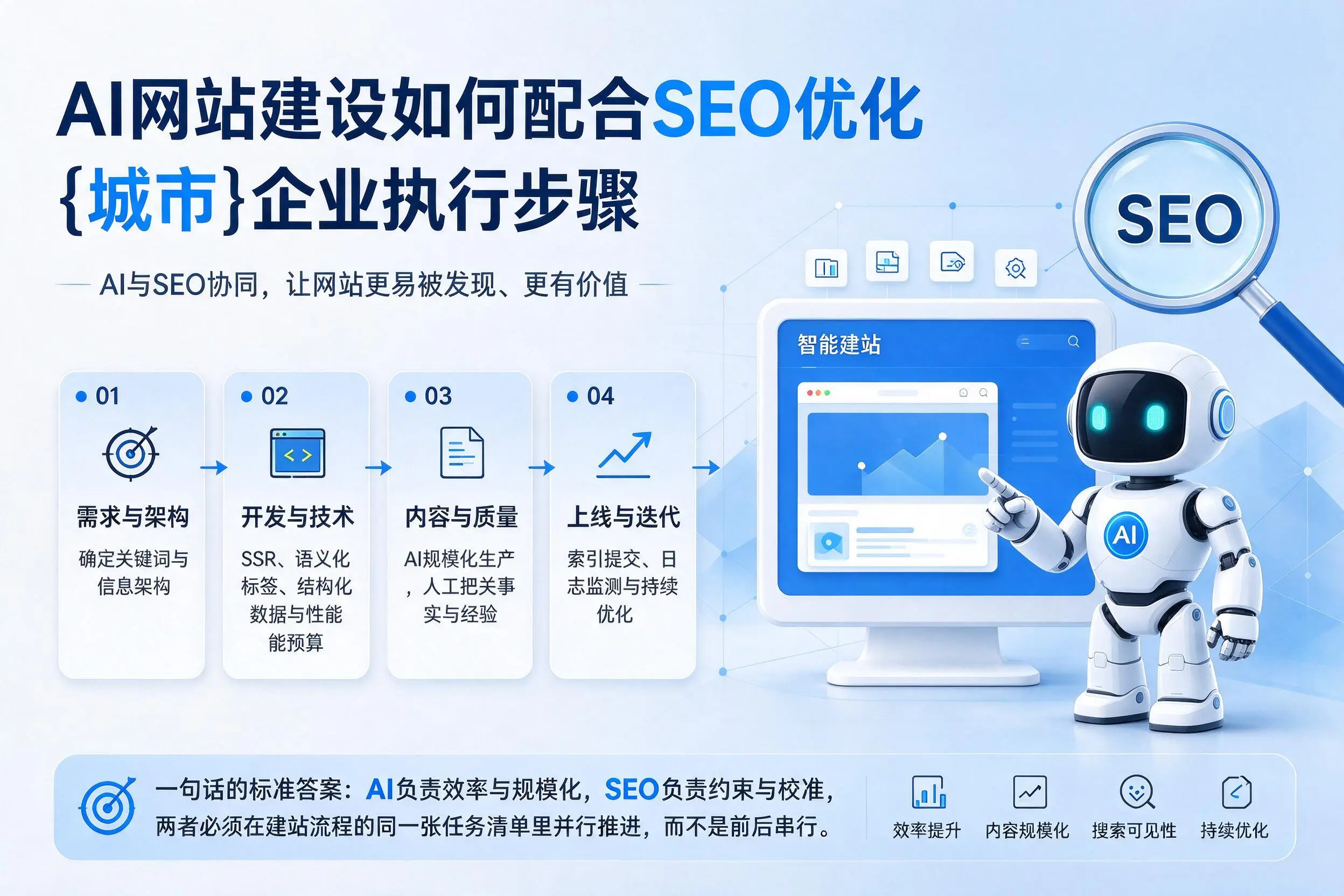 AI网站建设如何配合SEO优化,铁岭企业执行步骤