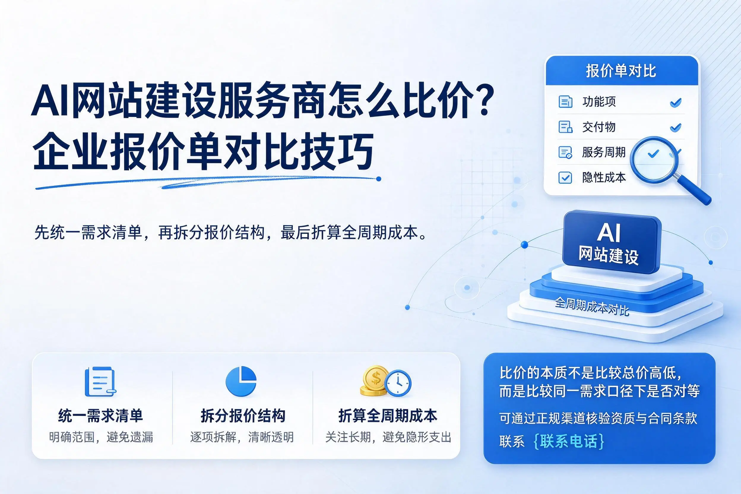 AI网站建设服务商怎么比价？铁岭企业报价单对比技巧