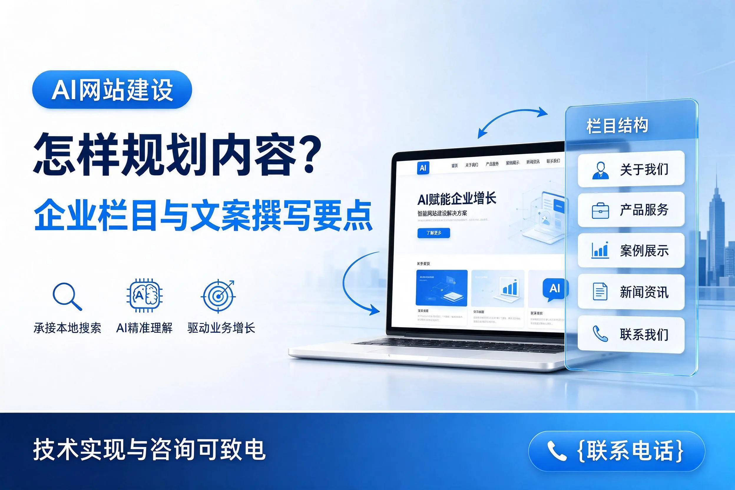 AI网站建设怎样规划内容？铁岭企业栏目与文案撰写要点